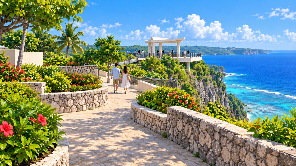 Two Lovers Point cliffside lookout above the blue Philippine Sea in Guam