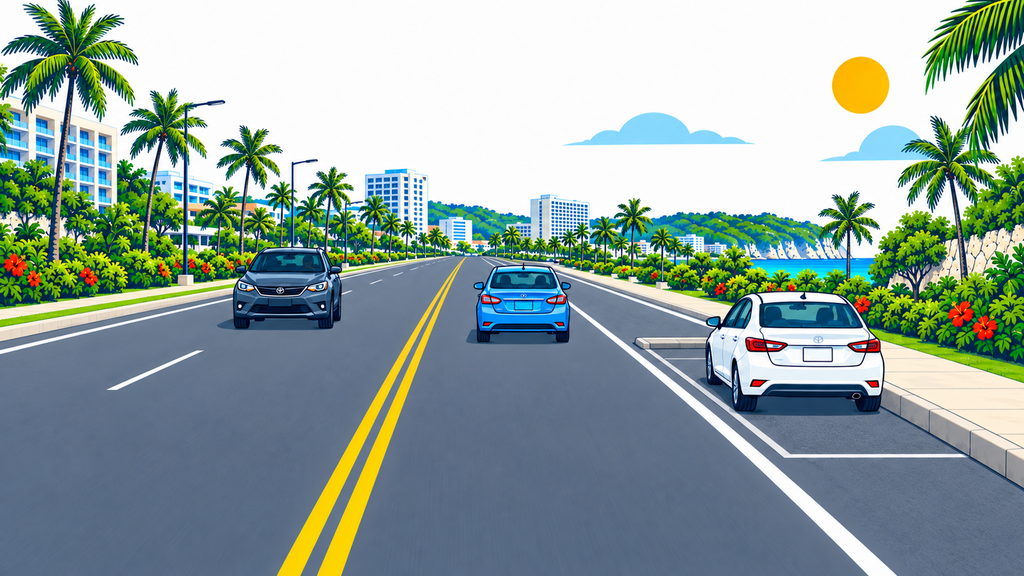 Correct right-side curb parking in the direction of traffic on Guam
